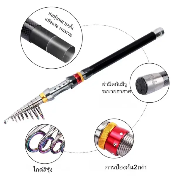 คันเบ็ดตกปลา เบ็ดตกปลาทะเล ยืดหดได้ ขนาดเล็ก 1.8M - 3.6M - Image 3