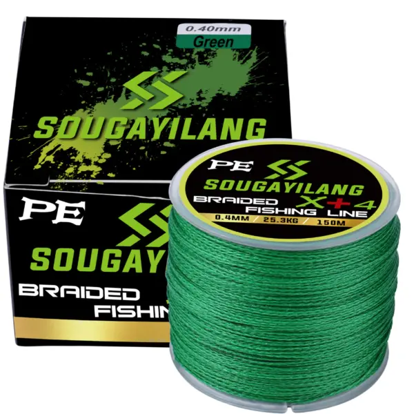 Sougayilang สายเบ็ดตกปลา PE แบบถัก สีเขียว 150 ม. 5.6 กก.