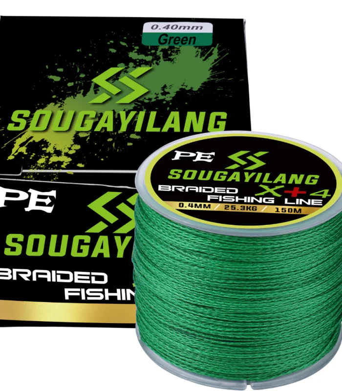 Sougayilang สายเบ็ดตกปลา PE แบบถัก สีเขียว 150 ม. 5.6 กก.